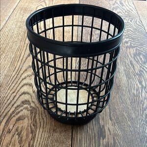 Black Metal and Wood Cooking Utensils Holder